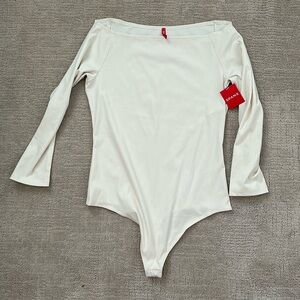 SPANX Cream Long Sleeve Bodysuit